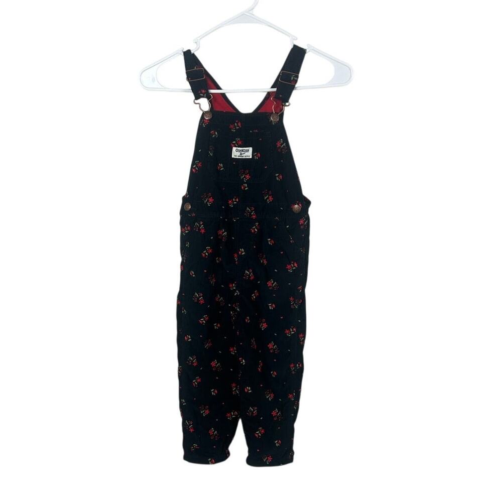 Osh Kosh Black Floral Kids Overalls size 4t NWT